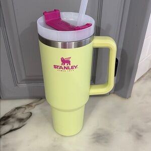 Stanley Neon Yellow Travel Mug with Magenta Lid